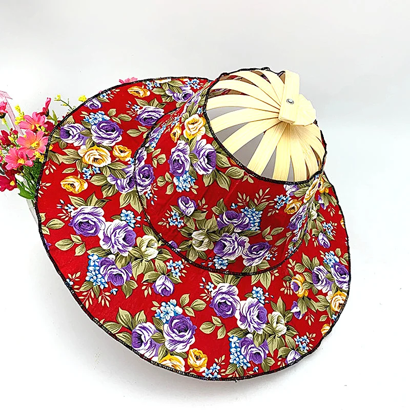 Spring And Summer Sun Shading Bamboo Fashion Foldable Multifunctional Beach Tourism Fan Hat Caps Japanese Decor_voghion.com