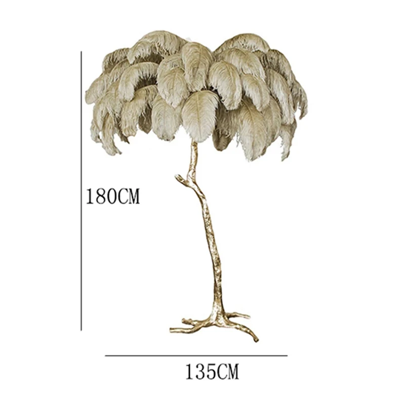 

Modern Luxury Ostrich Feather Floor Lamp Lighting Resin Brass Gold Nordic Standing Lamp for Living Room Villa Tripot Home Decor