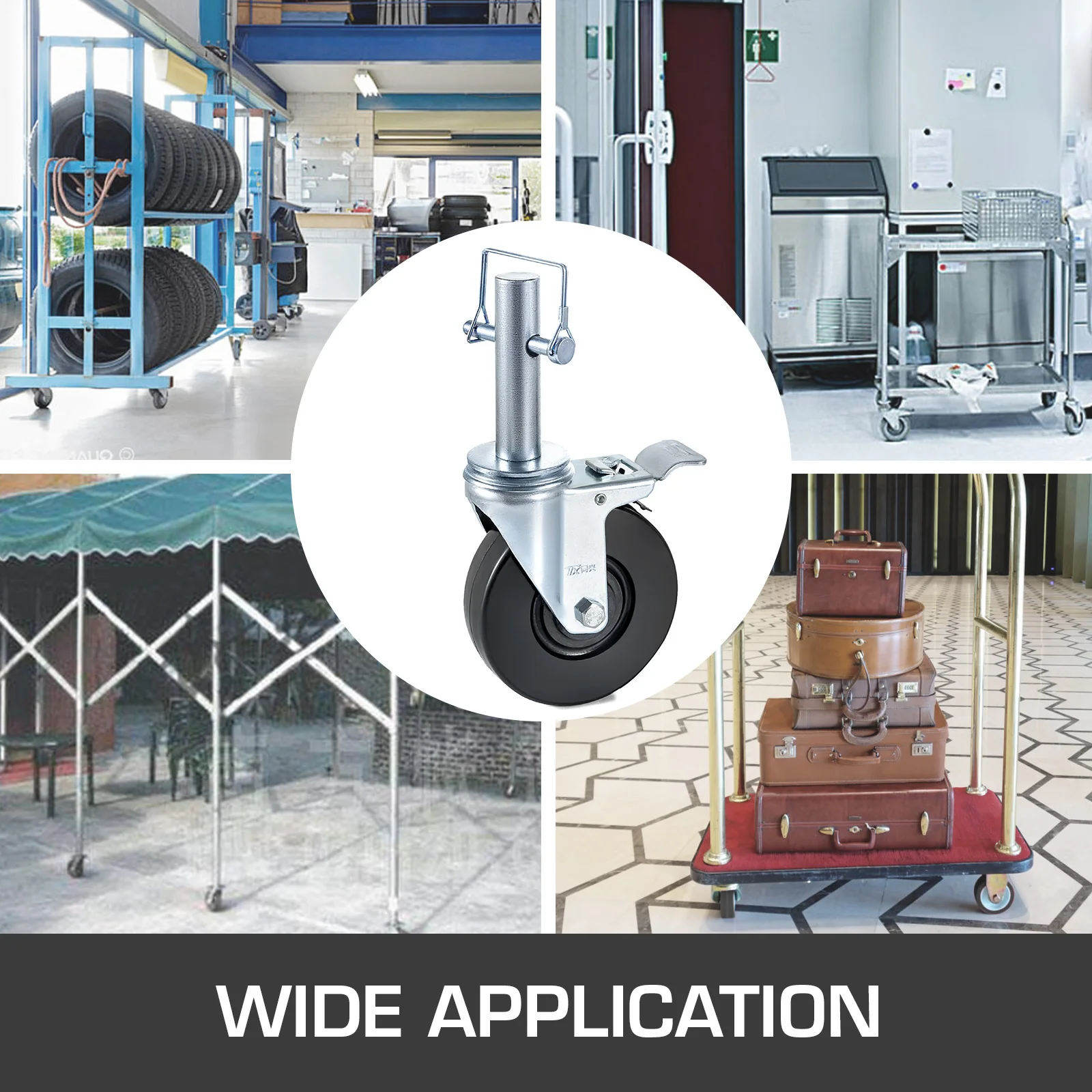 Rubber Swivel Caster Wheels with Dual Locking for Industrial Equipment