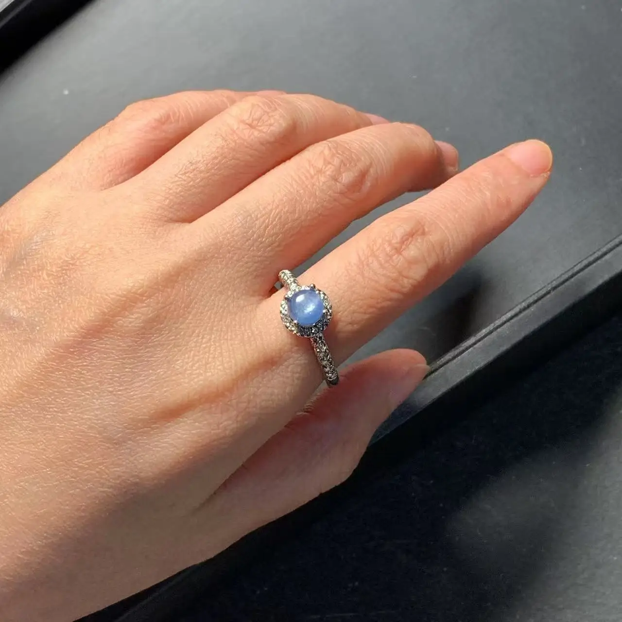 MM Natural Blue Kyanite Ring Adjustable Female Ring Jewelry for Women Gift Wholesale High Quality Vintage Fine