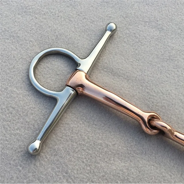 Full Cheek Stainless Steel Equestrian Flexible D Ring Loose Set Horse Bit Buckle Double Joint Copper Mouth Full Cheek Stainless Steel Equestrian Flexible D Ring Loose Set Horse Bit Buckle Double Joint Copper Mouth