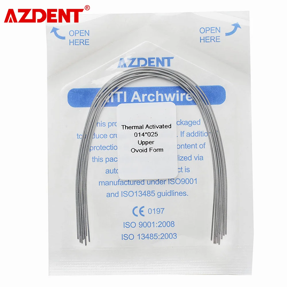 10pcs/pack AZDENT Dental Super Elastic Heat Thermal Activated Niti Orthodontic Arch Wires Oval Form Archwire Rectangular / Round