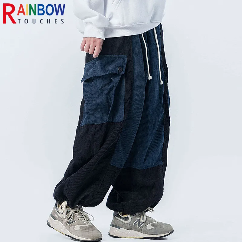 Rainbowtouches New Fashion Casual Sports Training High Street Vintage Style Pant Corduroy Men's Trendy Oversize Loose Trousers