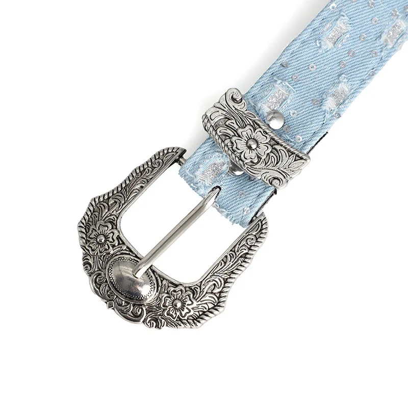 Damen-Gürtel im Retro-Casual-Trend mit Strass-Schnalle, Street-Ripped-Denim-Stil, Punk-Rock, vielseitiges Modeaccessoire, für Männer und Frauen – Detail 18