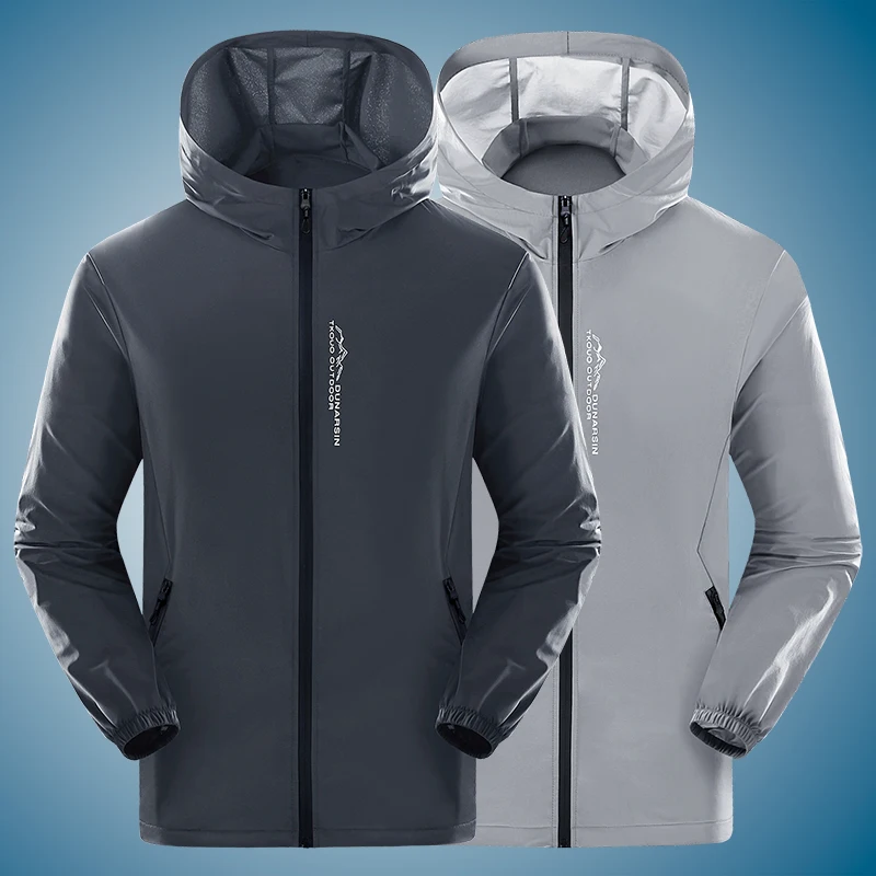 Summer Outdoor Reflective Coats Quick Dry Sun-Protective Thin Jacket Men Hiking Fishing Cycling Hooded Gym Sport Windbreaker hiking jackets