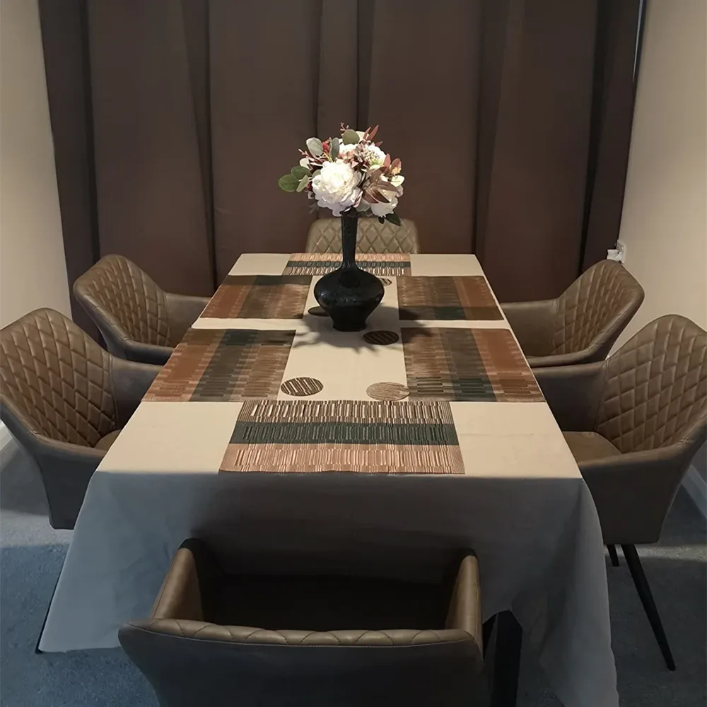 Woven Vinyl Placemats Set Place Mats Crossweave Non-Slip Washable Table Mats for Dining Table Kitchen Reataurant Decor Coasters