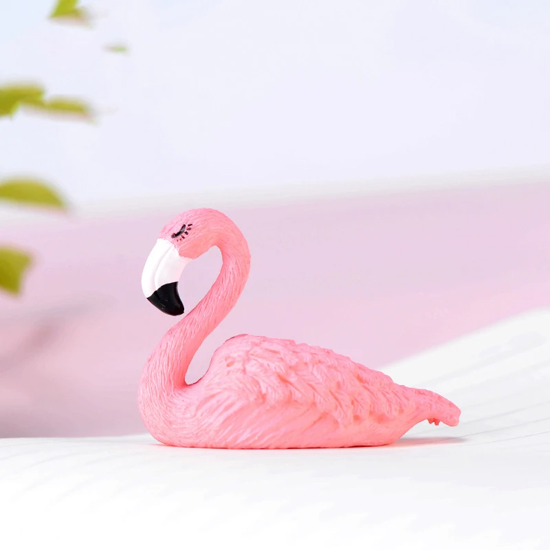 Pink Color Flamingo Figurine Miniature Cute Animals Ornaments Fairy Craft Garden Bonsai Wedding Home Decoration
