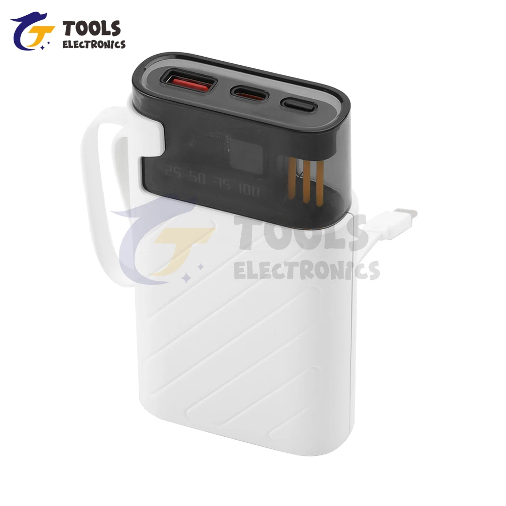22.5W power bank battery storage box power bank case battery power bank box Case No Soldering Camping Light Mobile Power Kit 3x18650 Battery Box with Cable DIY Charging Treasure