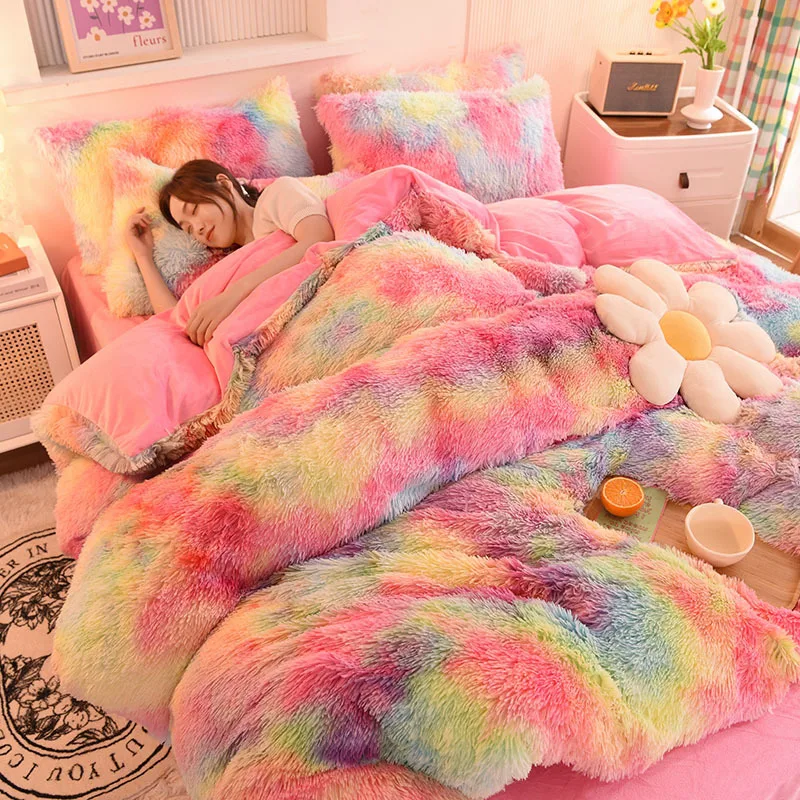 

3-4PCs Velvet thick luxury bedding set Fall and Winter bedroom set queen king size Quilt cover bed sheet plush twin bedding set