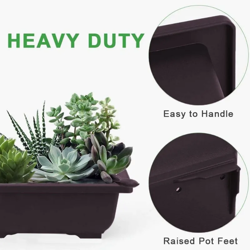 5Sets Plastic Plant Pots With Square Trays For Flower Succulent