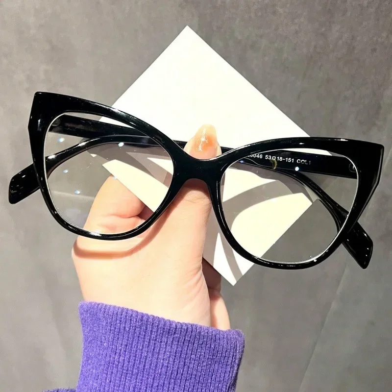 Women Glasses Frame Cat Eye Flat Mirror Retro Anti Blue Light Fashion Eyewear