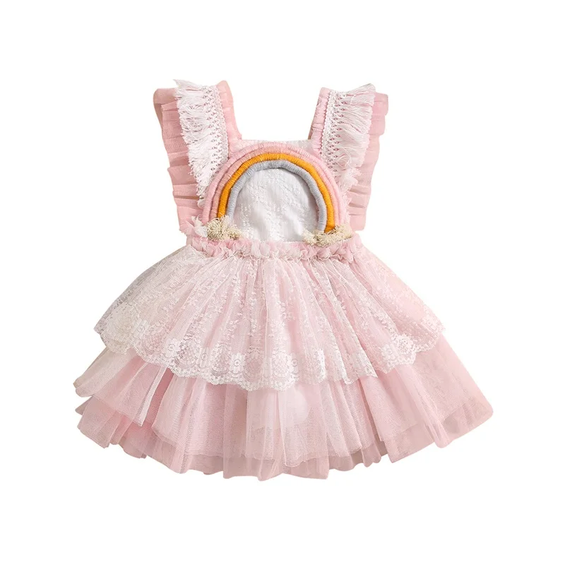 Edhomenn Baby Meisjes Zomer Outfit Vliegende Mouw Vierkante Hals 3D