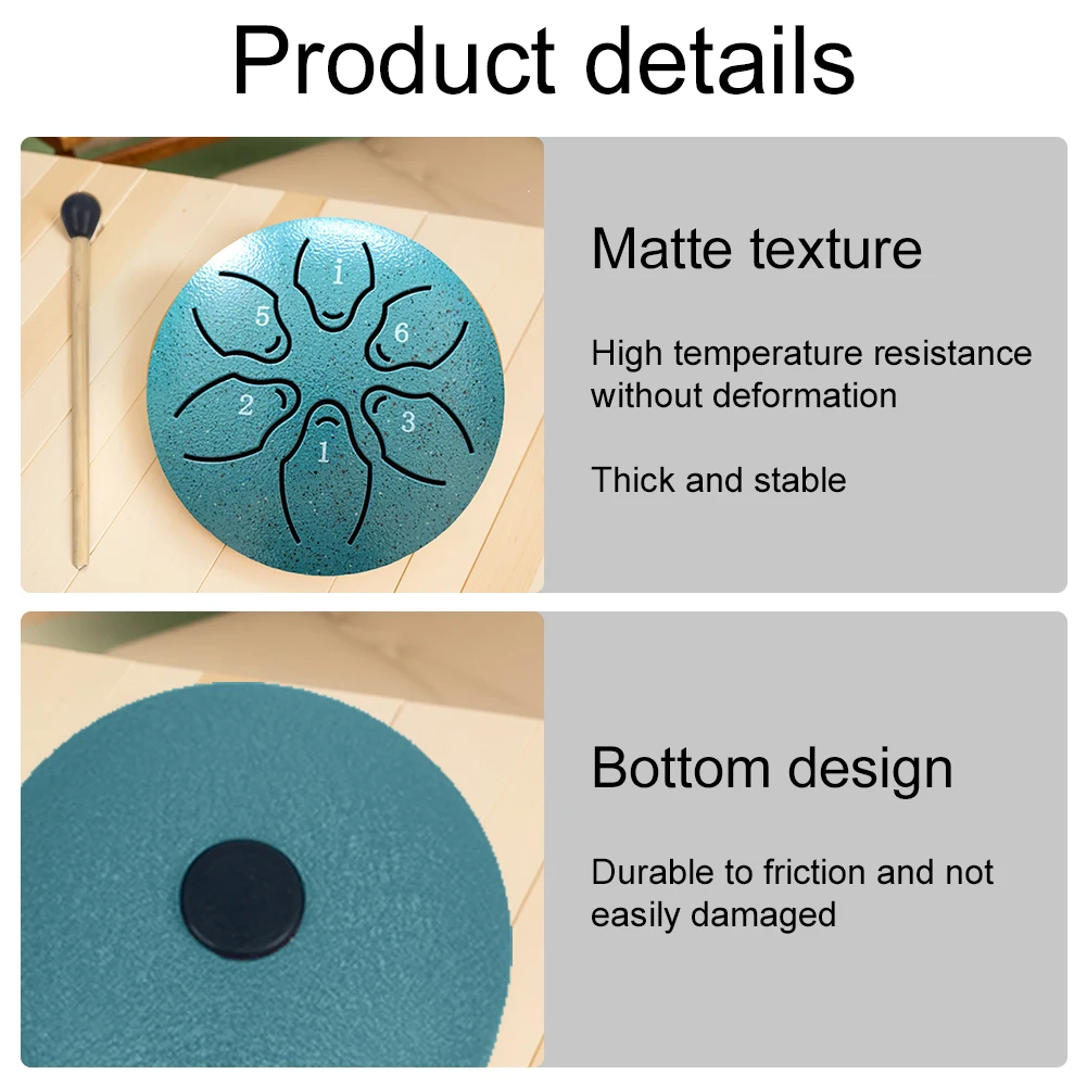 Steel Tongue Drum Portable Rain Drum Hand Pan Drum Percussion Musical Instruments 3 Inch 6 Notes For Yoga Meditation Musical Toy 4