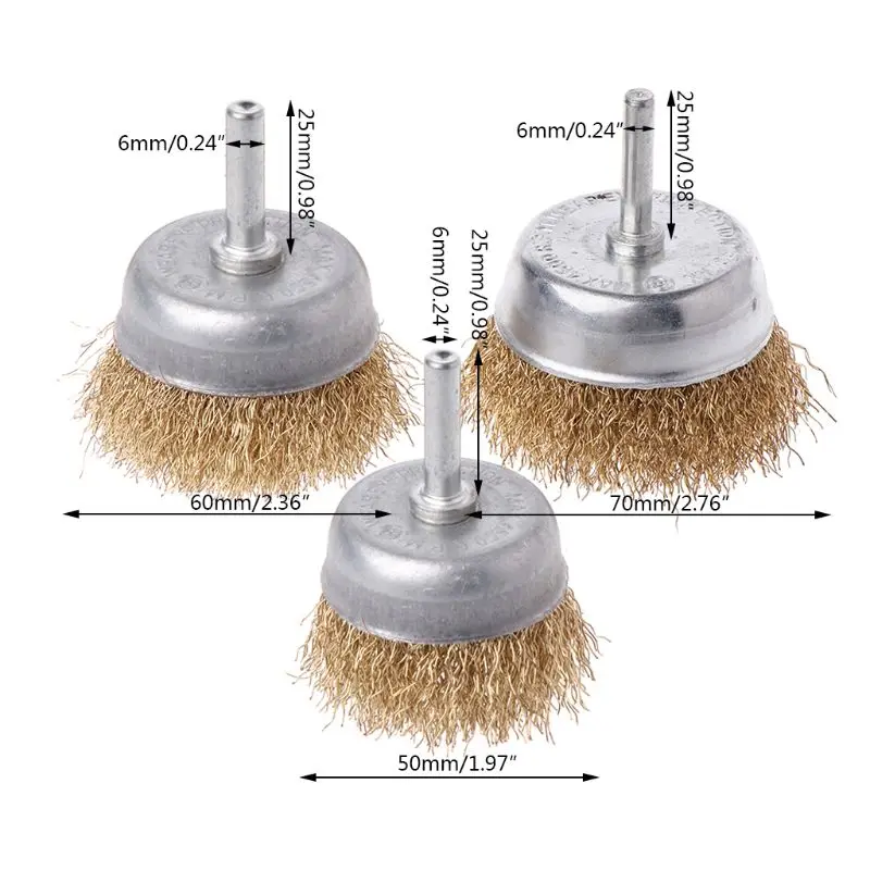1 Pcs Bowl Wire Brush 6mm Shank Diameter Flat Steel Wire Wheel Electric Drill Grinding Mill Polish Wheel Derusting Tool Power To inner diameter 35mm crevice nozzle flat mouth sofa vacuum cleaner brush nozzle household cleaning tool replacement accesseries