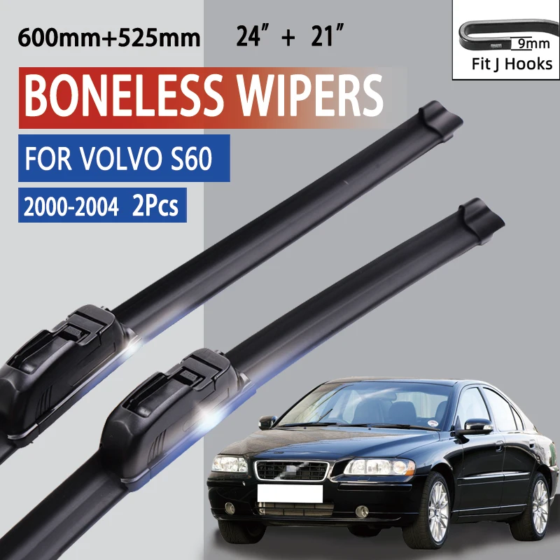 

Стеклоочистители для Volvo S60 2000-2004, U-тип, мягкие резиновые бескаркасные стеклоочистители для автомобилей 24 дюйма + 21 дюйм