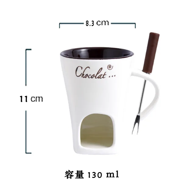Tazza Fonduta Cioccolato Con Candela - Ceramica, 180 Ml, Include Forchetta, Rosso - Foto 7