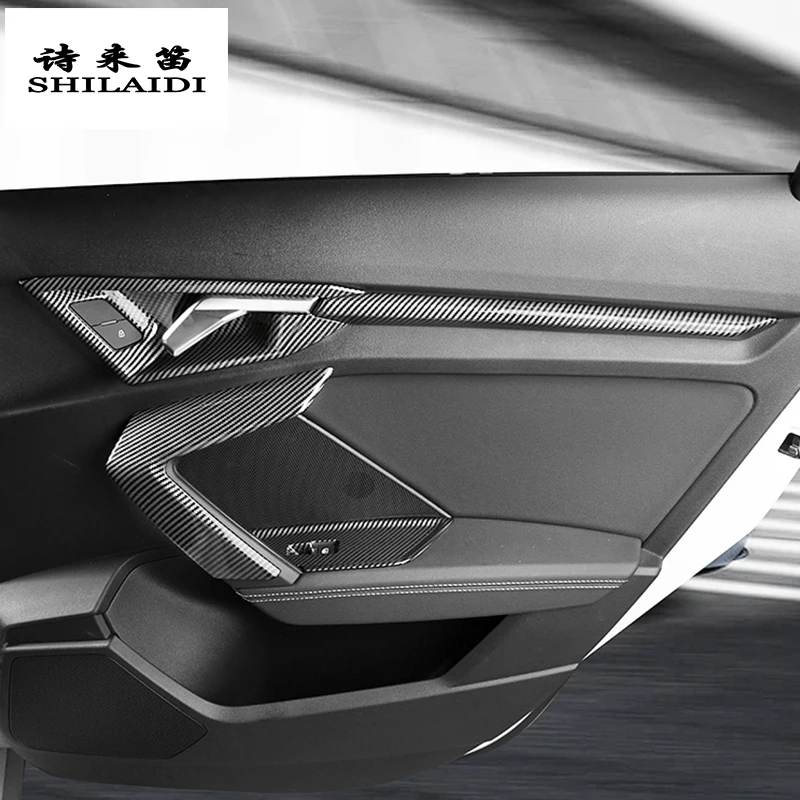 Vinilo Decorativo Fibra Carbono Para Audi A3 8V 2013-2019 – Manijas, Reposabrazos Y Elevalunas, Color Negro Brillante