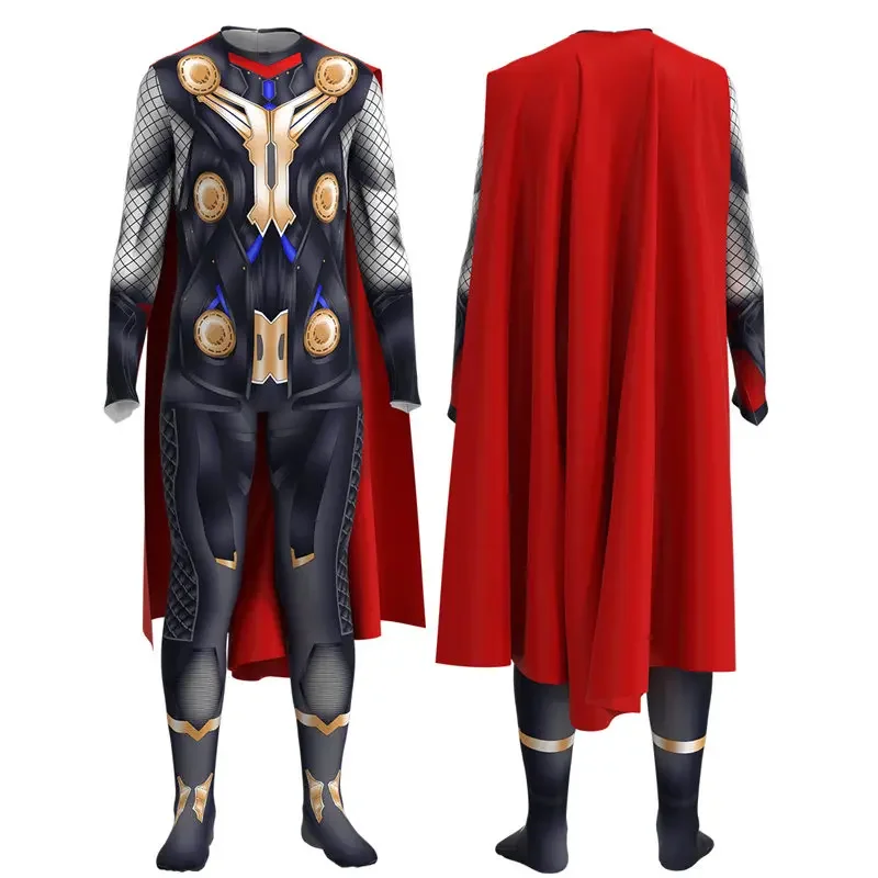 

Cossky Thor Cosplay Jumpsuit Cloak Children Kids Adult Halloween Festival Birthday Party Gift Carnival Costume