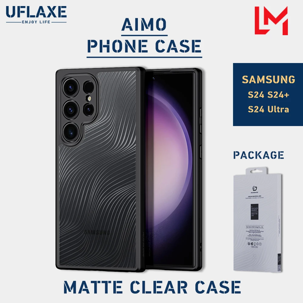 

UFLAXE AIMO Shockproof Hard Case for Samsung Galaxy S24 S24 Plus S24 Ultra Matte Clear Full Protection Cover anti-yellow Casing