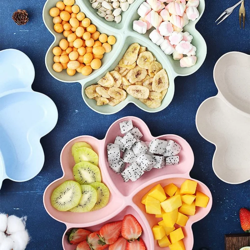 Split serving trays, appetizer slicing platters, dessert trays, reusable plastic snack round seasoning trays