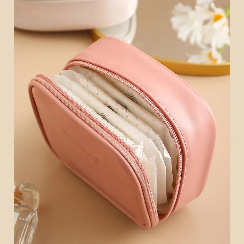 미니 립스틱 보관 가방, 다기능 방수 PU 위생 냅킨, 여행 위생 냅킨, 휴대용 가방 정리함