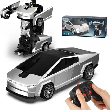 Auto Robot Telecomandata 2.4GHz con Trasformazione a un Clic, Luci LED e Rotazione a 360° ° Giocattolo per Bambini con Modalità di Rotazione e Deriva