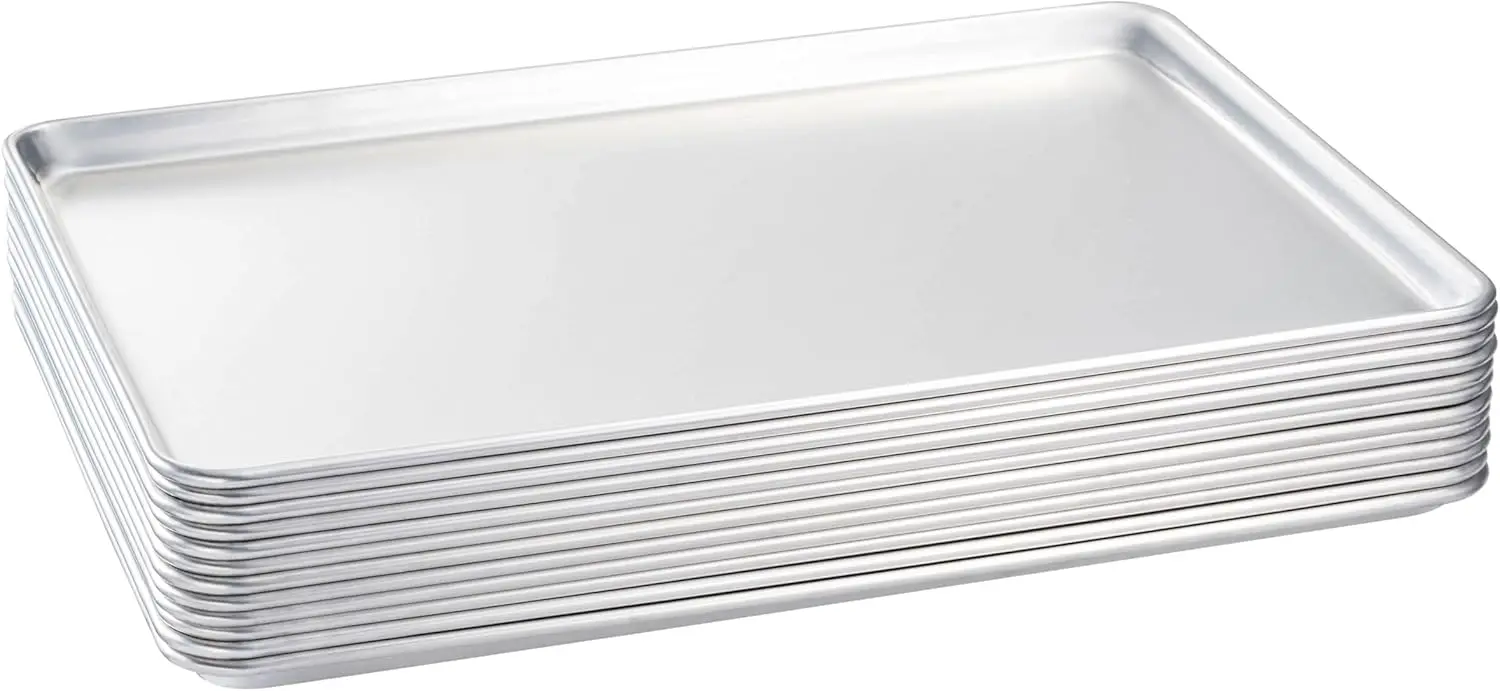 Full Size 18 x 26 inch Aluminum Sheet Pan Commercial Bakery Equipment Cake Pans 19 Gauge 12 Pack
