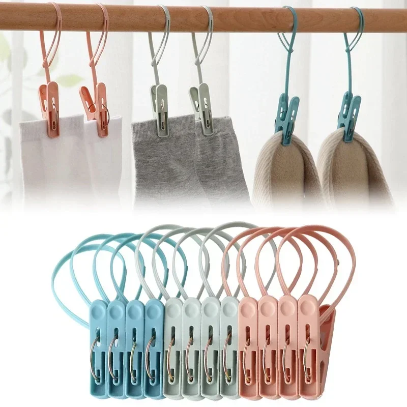 Windproof Clothespins Plastic Laundry Clip Portable Bra Socks Hanger Hook Quilt Clothing Clip Hanging Rope Clothes Peg 12pcs clothespins with hooks windproof clips clothes pegs