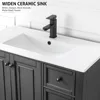 36" Bathroom Vanity Sink Combo Vintage Style with Painted Solid Wood Construction, Undermount Ceramic Sink with Faucet & Drain 4