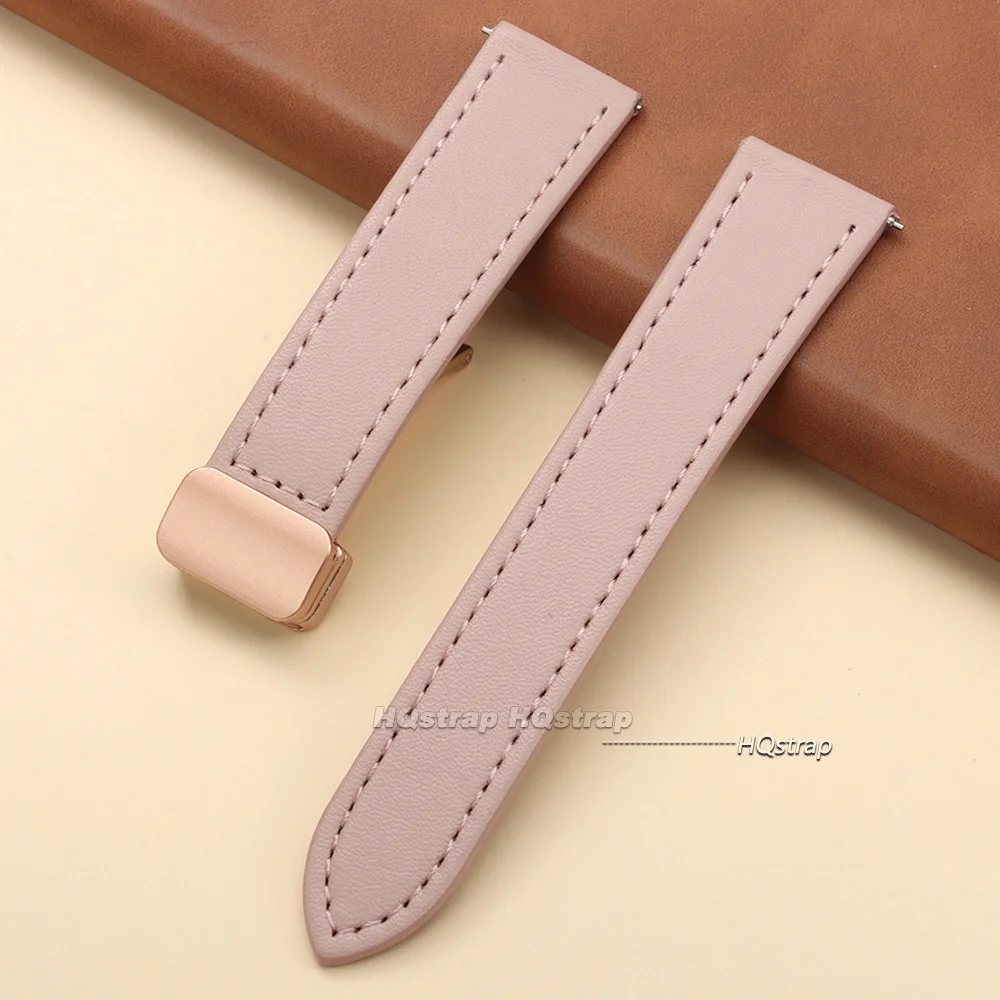 Magnetic Buckle Leather Watch Strap - Universal Quick Release Band