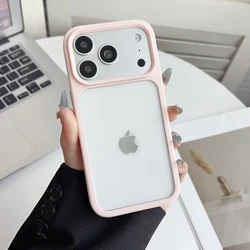 Transparent Skin Feel Shock Resistant Phone Case with TPU Border and Hardware Buttons - iPhone 15 Pro Max (Pink)