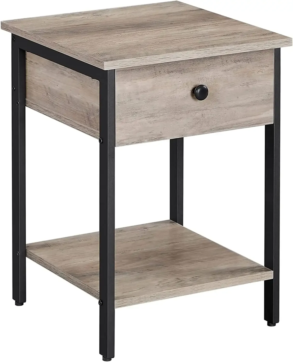 

VASAGLE End Table Nightstand Side Table with Drawer Storage Shelf and Metal Frame for Living Room Bedroom Greige and Black