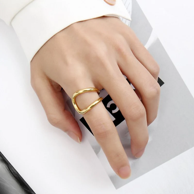 

New Minimalist 925 Sterling Silver Rings for Women Fashion Creative Hollow Irregular Geometric Birthday Party Fine Jewelry Gifts