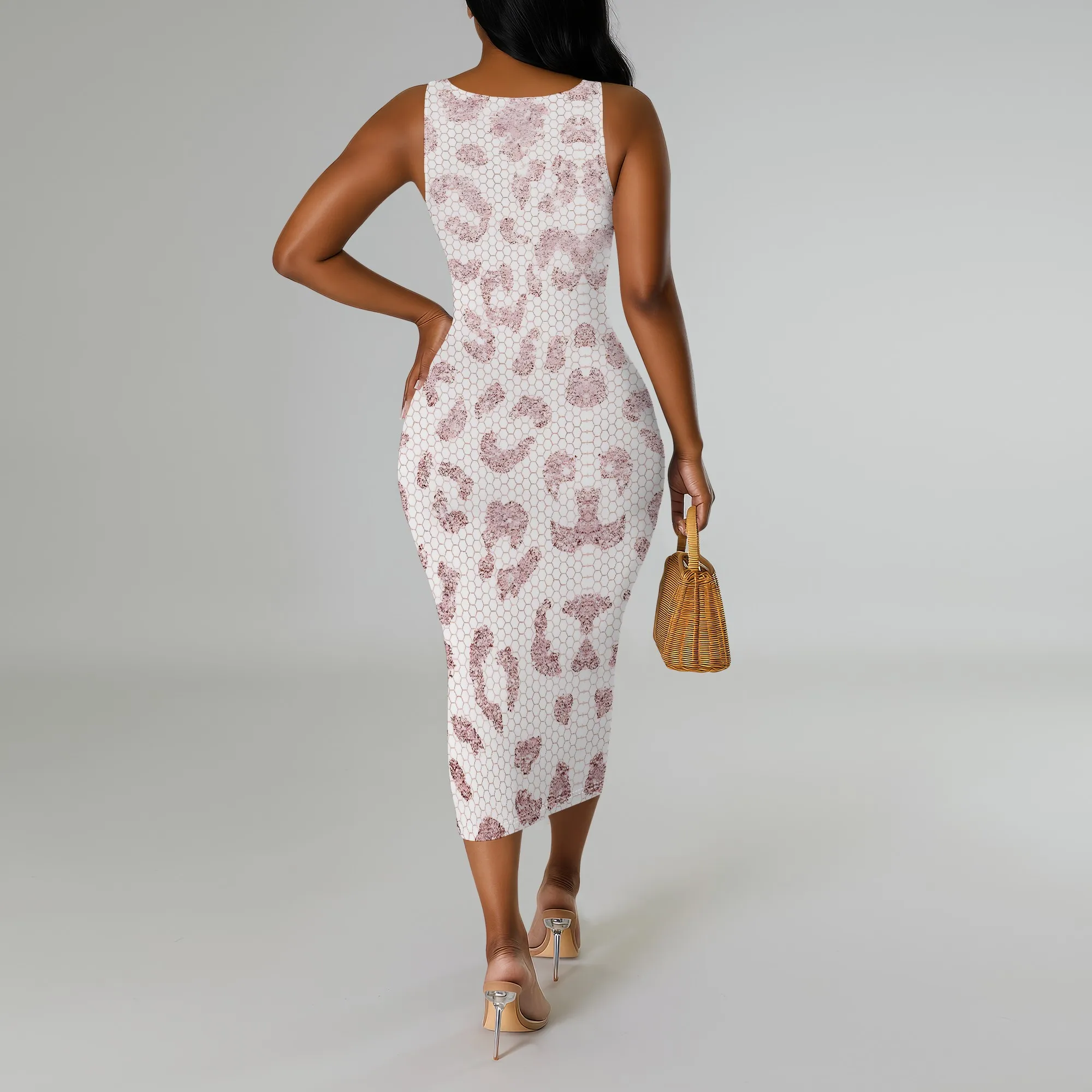 Women's Casual Dress  Printed Shoulder Strap Dress Tight Fitting Dress Sleeveless Dress Party Dress - 4