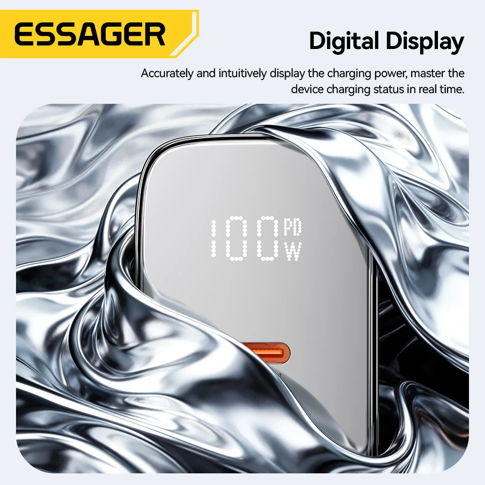Essager 100W GaN USB-C Charger with Digital Display & Fast Charging Technology