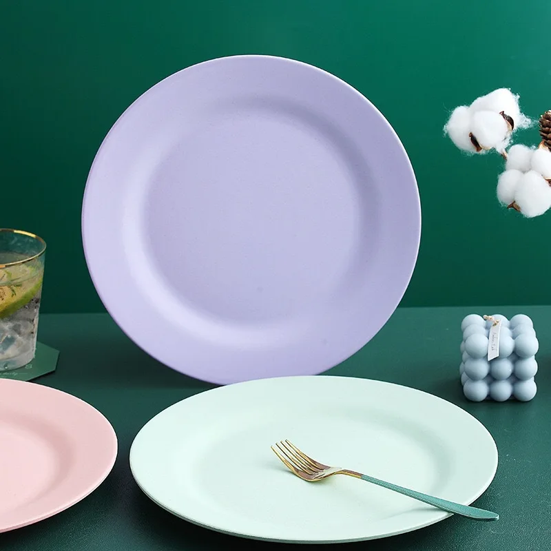 Dining Dish 28cm Wheat Straw Dinner Plates Pizza Plate Steak Plate Western Food Large Dessert Dishes