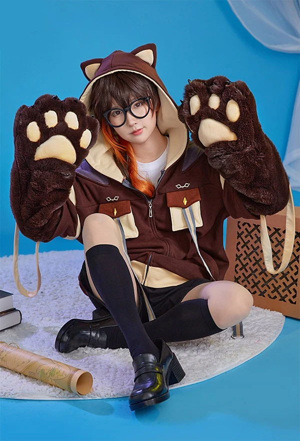 

Anime Game Genshin Impact Zhongli Winter Cute Dress Animal Claw Furry Hoodies Cosplay Costume Halloween Women Free Shipping 2022