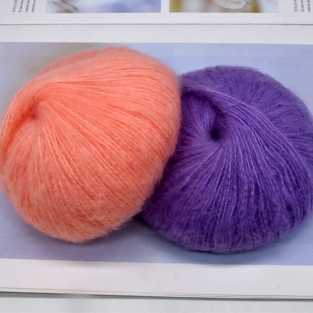 Wholesale 250g/lot 10balls DIY Thin Soft Mohair Yarn Pluah Yarn Hand Knitting Weaving Crochet Thread 60% Mohair 40% Acrylic 5