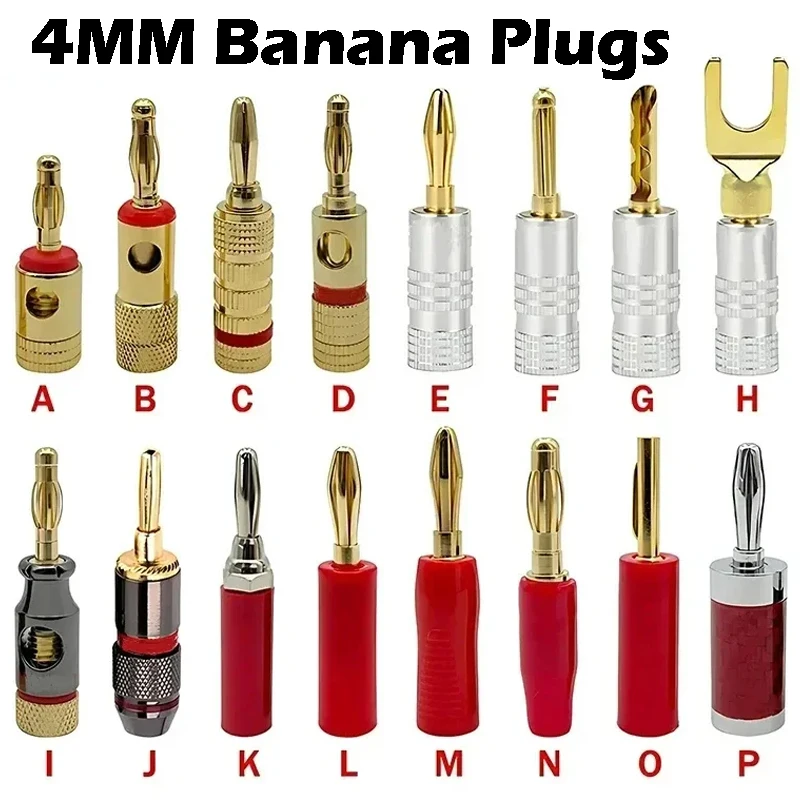 Banana plugs 24K Gold-plated 4MM Banana Connector with Screw Lock For Audio Jack Speaker Plugs 10/20 pcs 1