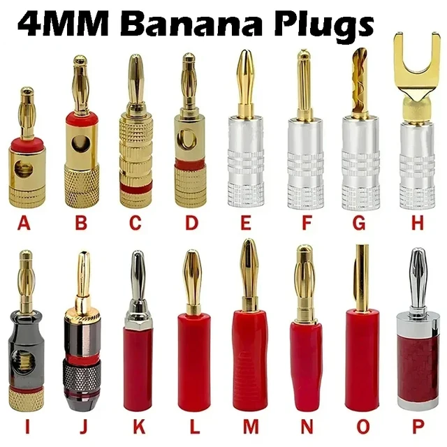 Banana plugs 24K Gold-plated 4MM Banana Connector with Screw Lock For Audio Jack Speaker Plugs 10/20 pcs 1