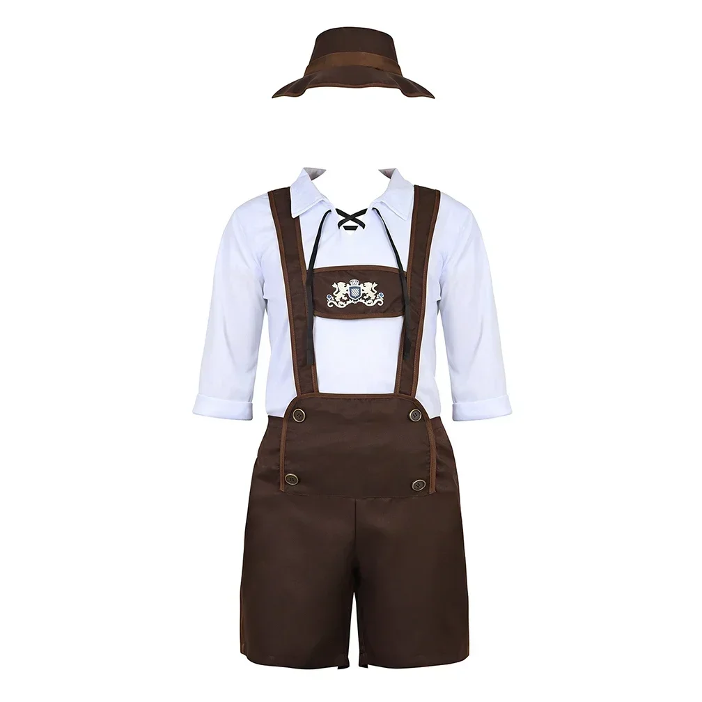 Bavarian Costume Men's Oktoberfest Outfit Lederhosen Mens Costume Beer Fancy Dress Halloween Costumes for Men Cosplay Disguise