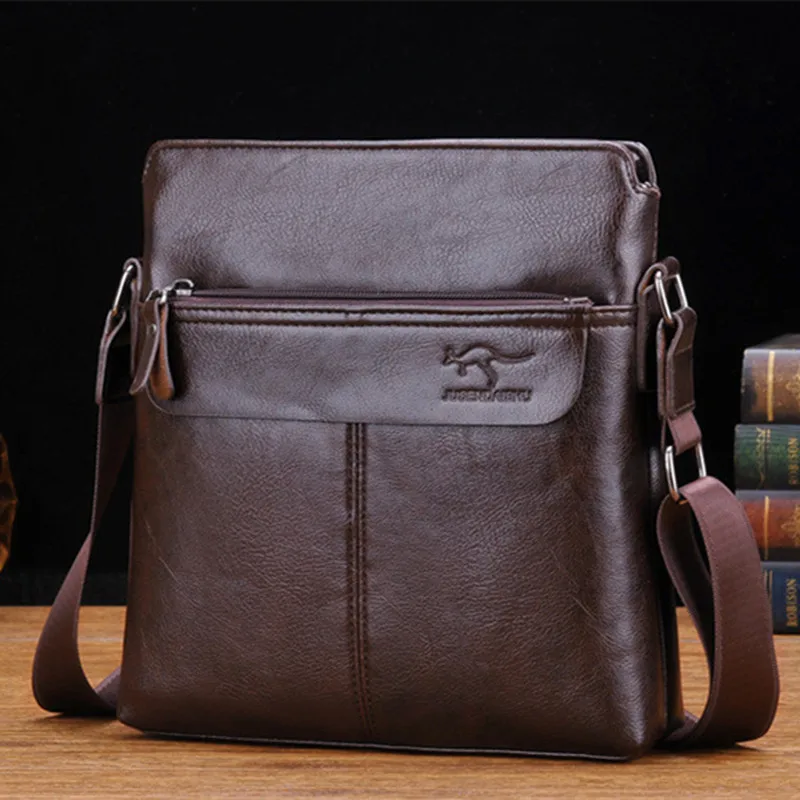 Business Vertical Men's Crossbody Bag Fashion PU Leather Shoulder Messenger Bag Vintage Handbags Man Sling Bag For IPAD