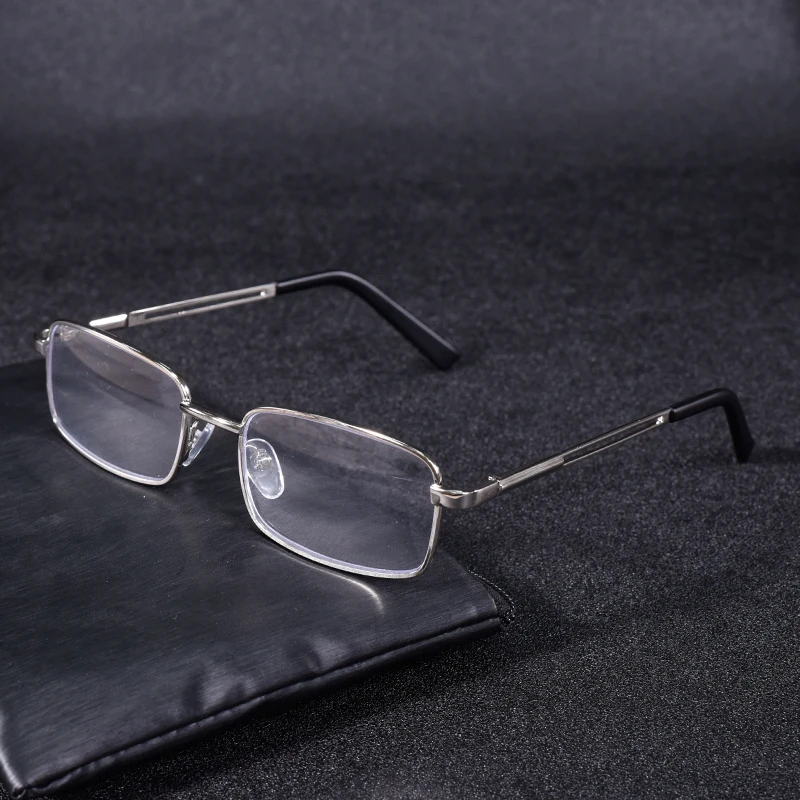 Vintage Square Metal Eyeglasses with Blue Light Blocking Clear Lenses