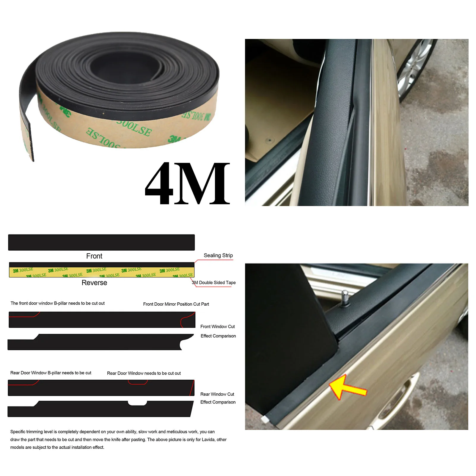 4m Auto wasserdichter Gummidichtungsstreifen 15/20MM für die vorderen und hinteren  Autoscheiben, das Schiebedach und den dreieckigen Fensterrand, wetterfester  Dichtungsstreifen. - AliExpress