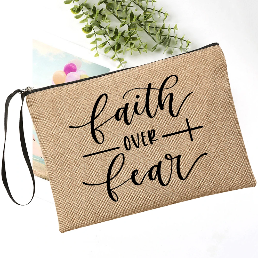 organizador de bolsos de mujer neceser pequeño para bolso Faith Over  Fear-neceser con estampado cristiano para mujer, bolsa de maquillaje para  cosméticos, con eslogan religioso gráfico Fearless, neceser - AliExpress