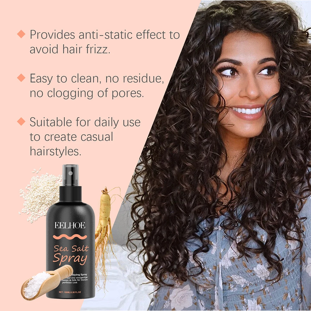 Hair Spray for Men Women Add Volume & Texture 100 ML with Sea Salt & Natural Ingredients for Thick Curly Beach Hair