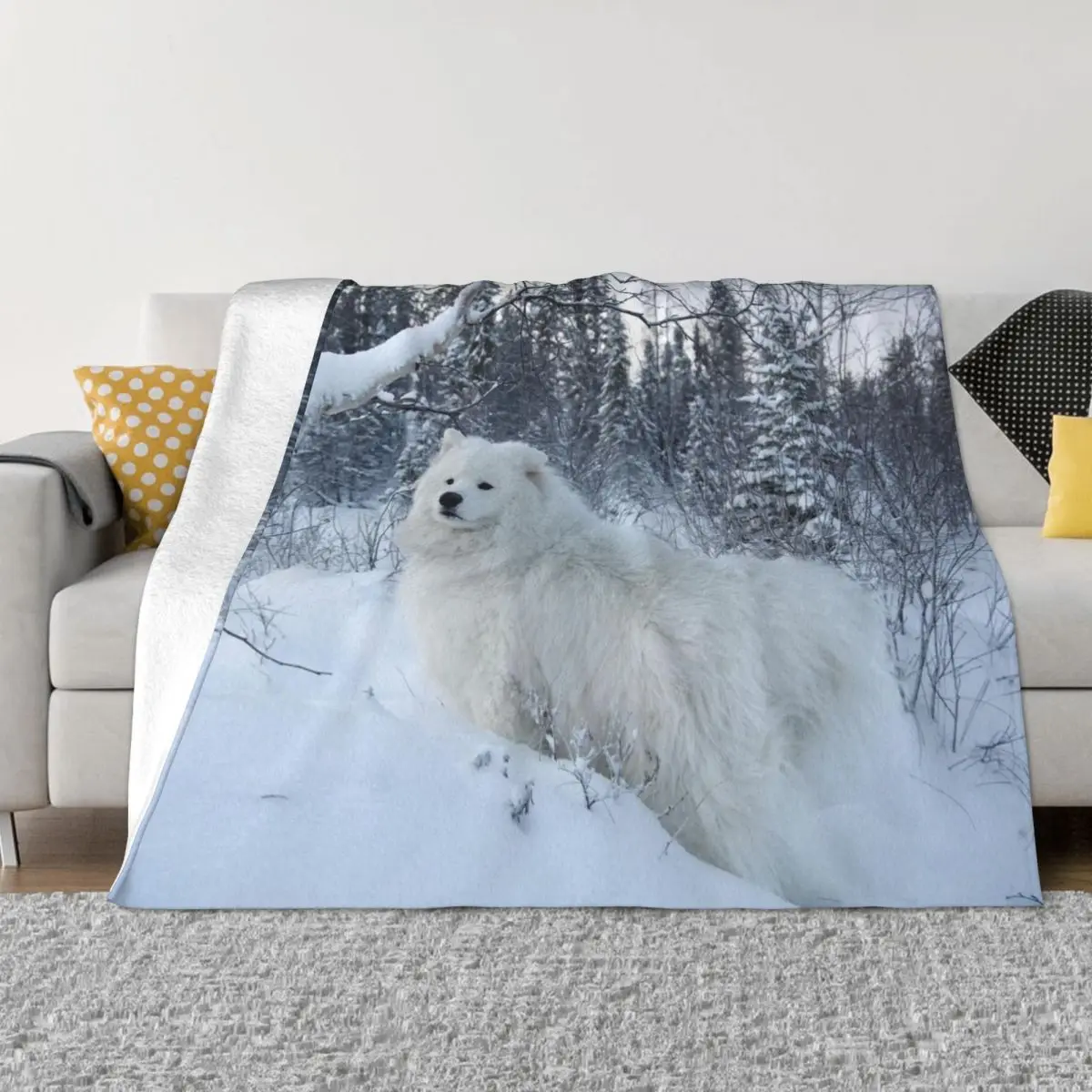 

Коралловое флисовое плюшевое одеяло для собаки Samoyed, весна/осень