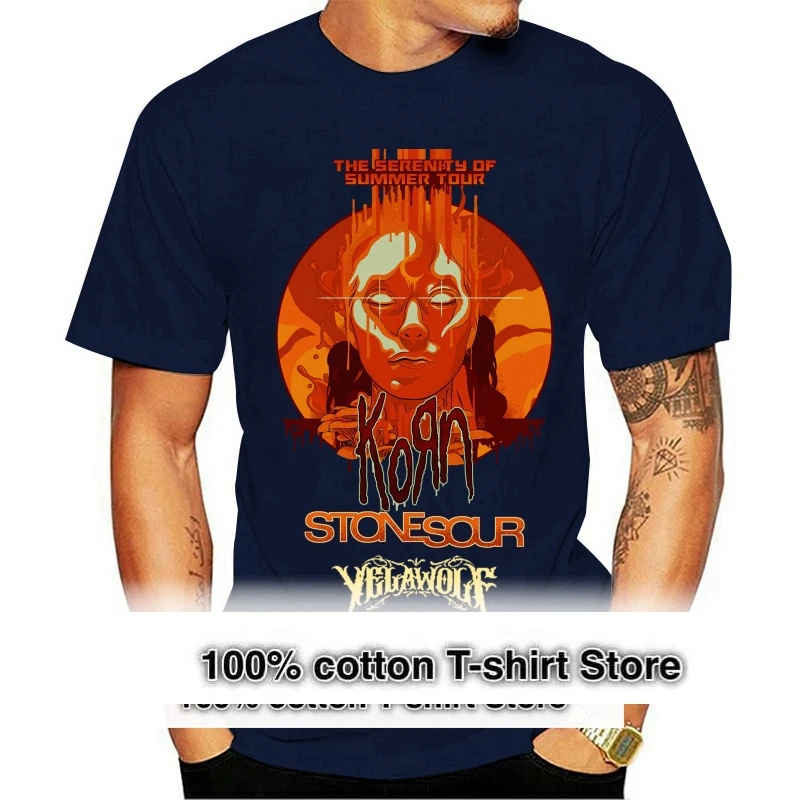 Korn Stone Sour Yelawolf Islander T-Shirt Nera Da Uomo Tee Usa Taglia Em1(1)
