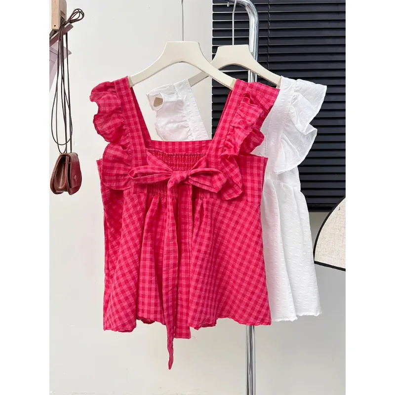 

Женская летняя майка, элегантная Сексуальная универсальная Повседневная футболка с бантом в богемном стиле, милая одежда Y2k, топы с свежим принтом