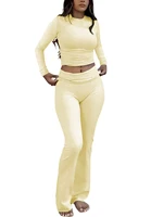 Women's Yoga Two-Piece Set Long-Sleeve Wide-Leg Activewear Set Casual Home Yoga Set Coordinated Set - Image 3